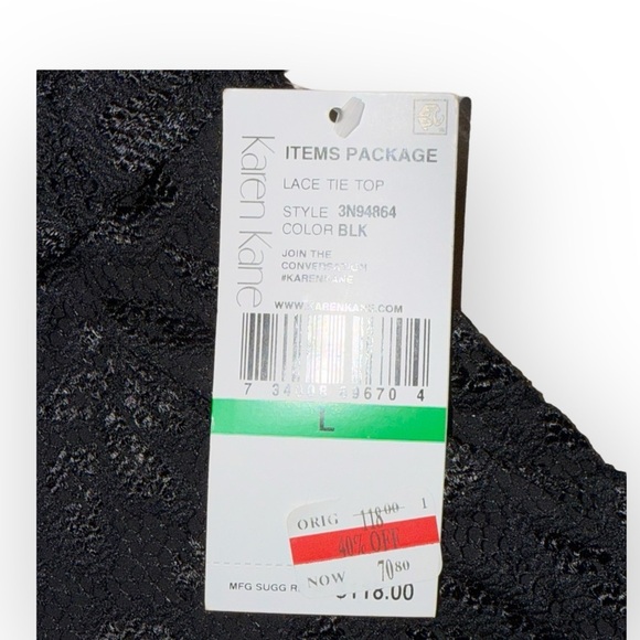 NWT KAREN KANE Black Long Sleeve Floral Lace Blouse - Large - Picture 10 of 17